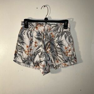 Rip Curl White Tropical Print High-Waist Shorts